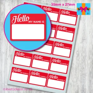 hello my name is stickers 35 x 27mm