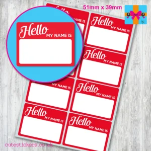 hello my name is stickers 51 x 39mm
