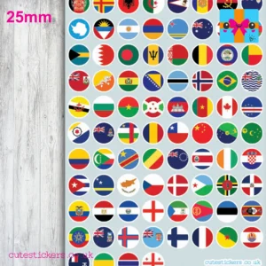 254 ROUND Country World Flag Stickers
