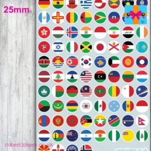 254 ROUND Country World Flag Stickers