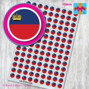 Liechtensein round flag stickers 10mm