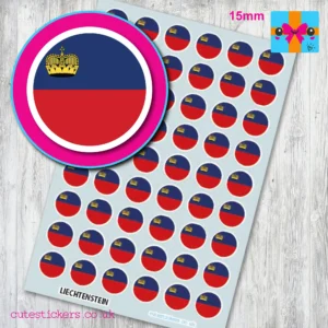 Liechtensein round flag stickers 15mm