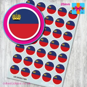 Liechtensein round flag stickers 20mm