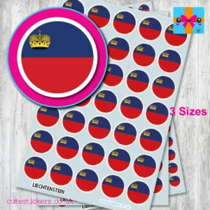 Liechtensein round flag stickers 3 sizes