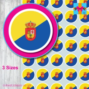 ROUND Gran Canaria Flag Stickers