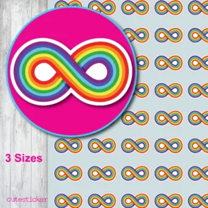 Rainbow Infinity Stickers 3 sizes neurodivergent