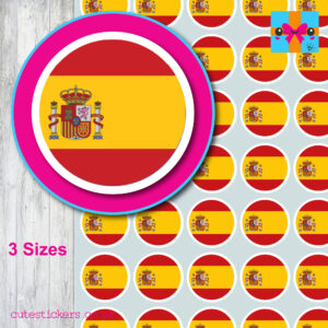 round spain spanish flag stickers 3 sizes
