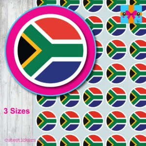 ROUND South African Flag STICKERS 3 SIZES