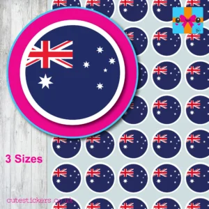 ROUND AUSTRALIAN Flag STICKERS 3 SIZES
