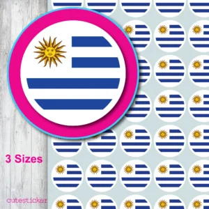 Uruguay ROUND Flag Stickers 20mm