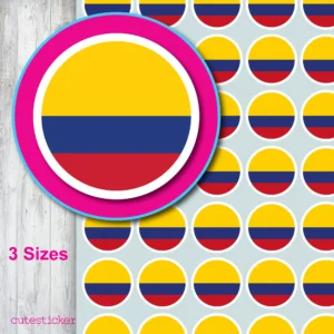 cOLOMBIA ROUND Flag Stickers 20mm
