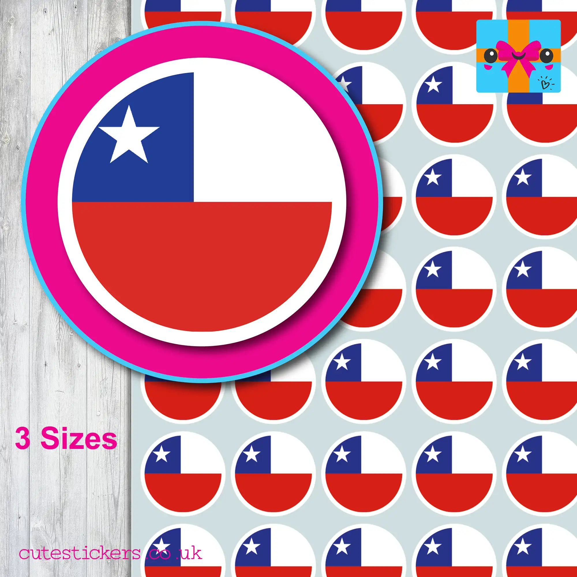 round CHILE flag stickers