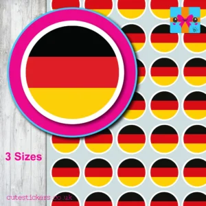 round GERMAN flag stickers