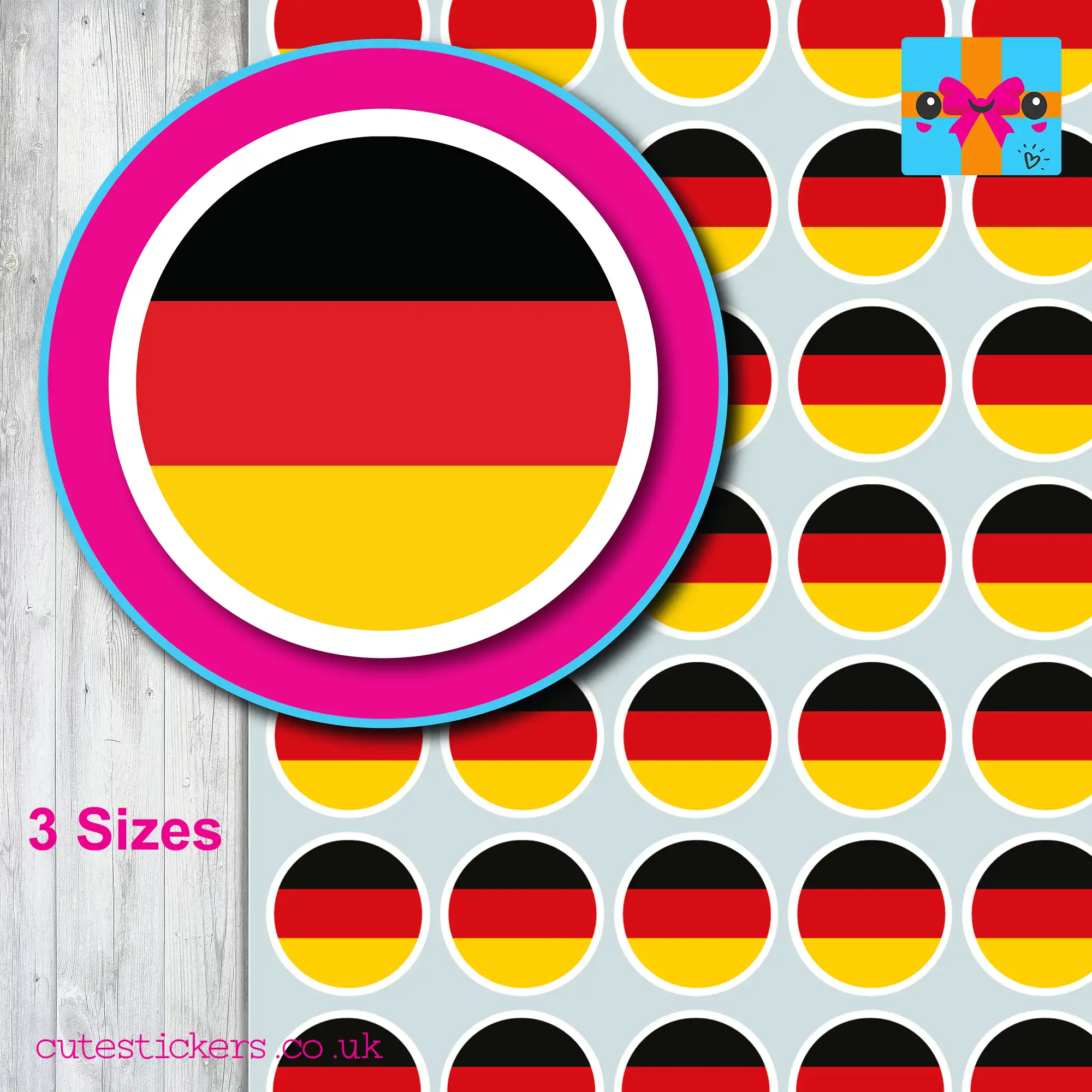 round GERMAN flag stickers