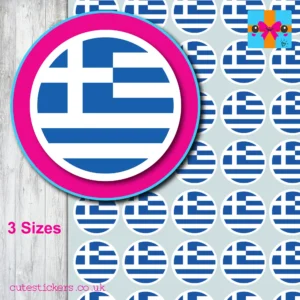 round Greece flag stickers