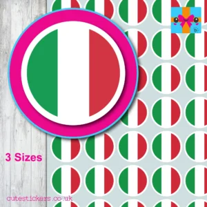 round ITALY flag stickers