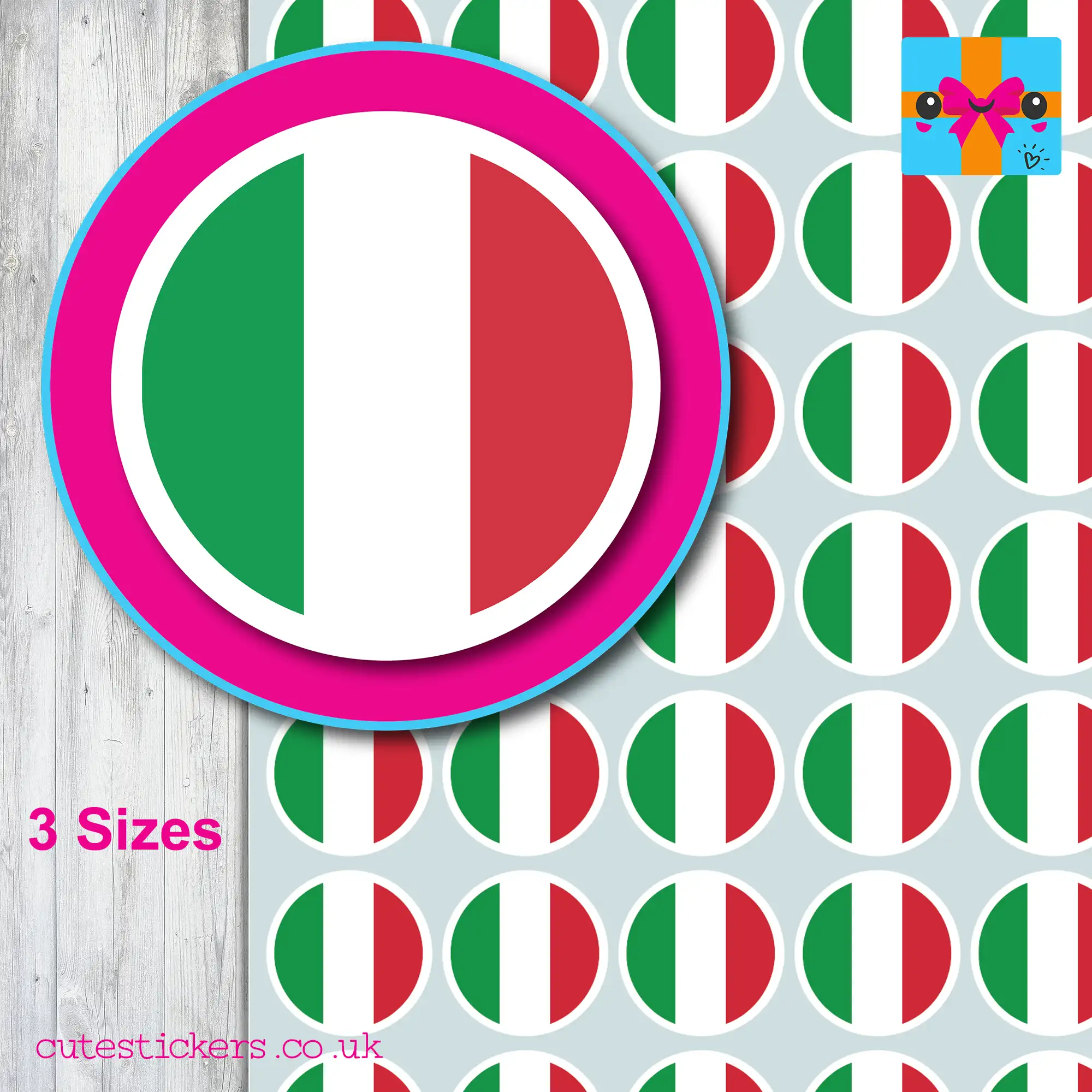 round ITALY flag stickers