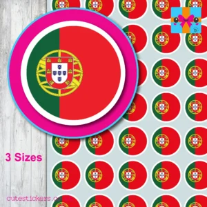 round PORTUGAL flag stickers