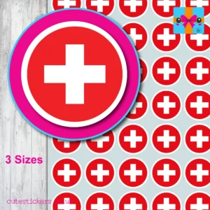 round SWITZERLAND flag stickers