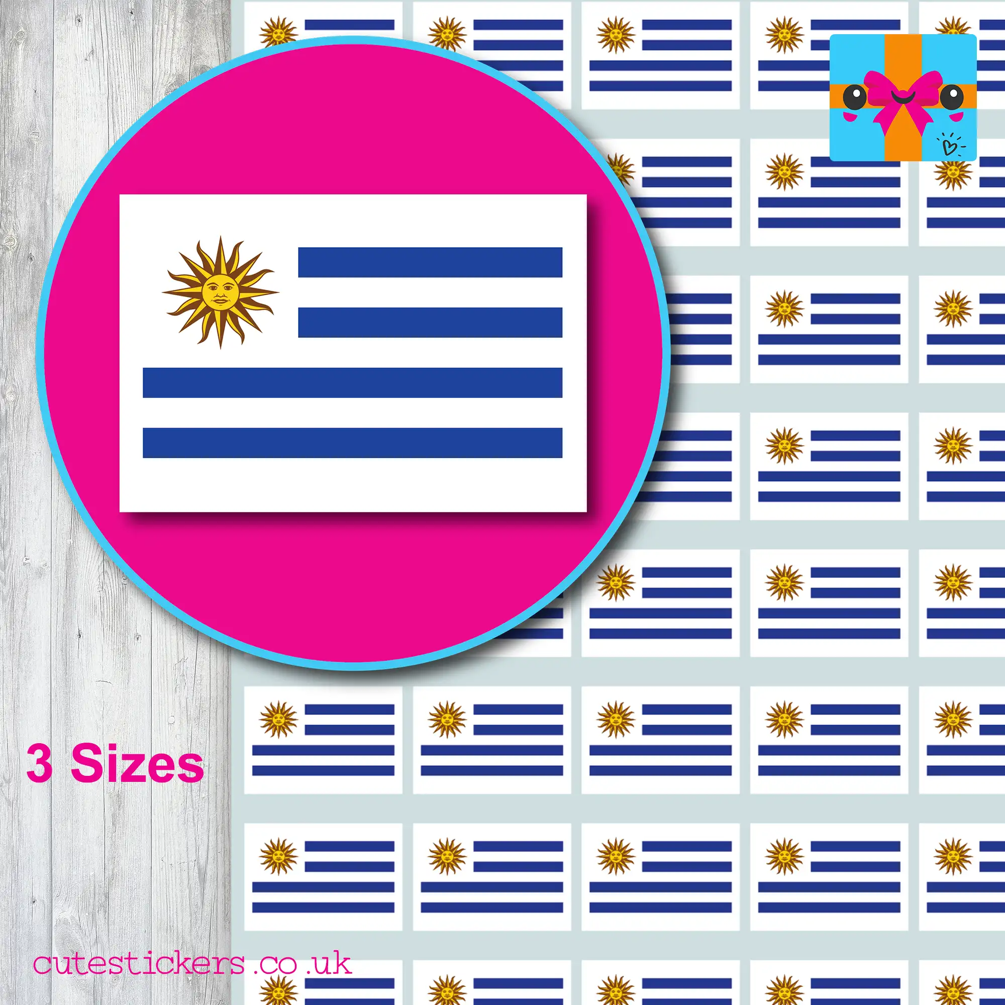uruguay flag stickers 3 sizes