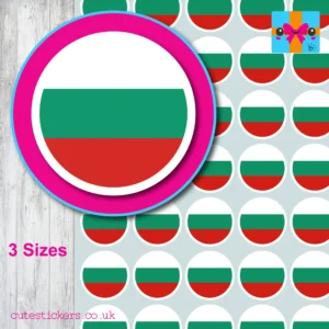 Round Bulgaria Flag Stickers 3 sizes