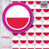 Round Poland Flag Stickers 3 sizes