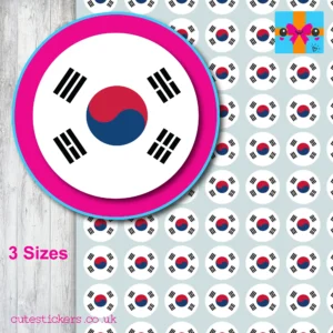 round south korea flag stickers 3 sizes
