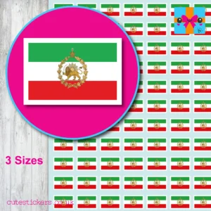 Iran Lion and Sun Flag Stickers 3 Sizes