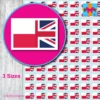 Poland Union Jack Flag Stickers 3 Sizes