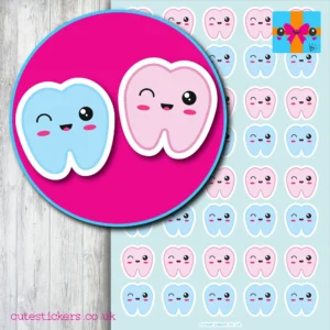 pink blue teeth tooth fairy planner stickers
