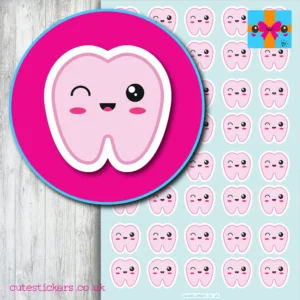pink teeth tooth fairy planner stickers