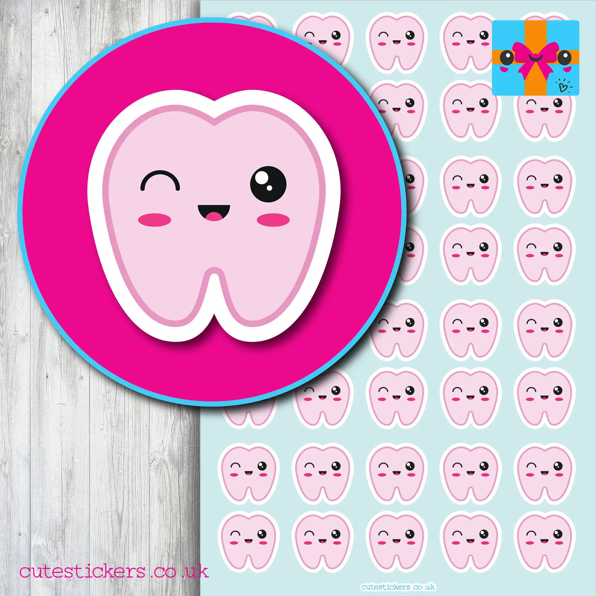 pink teeth tooth fairy planner stickers