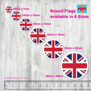 round flag stickers 6 sizes