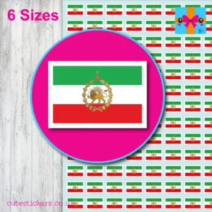 Iran Lion and Sun Flag Stickers 6 Sizes