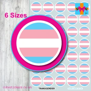 ROUND Transgender flag stickers 6 sizes