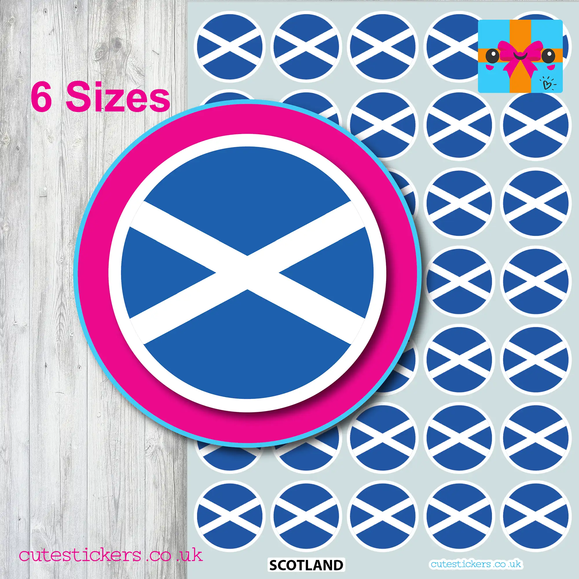 Scotland ROUND flag stickers 6 sizes