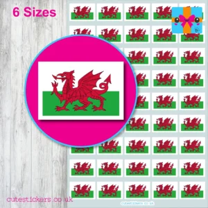 Welsh flag stickers 6 sizes