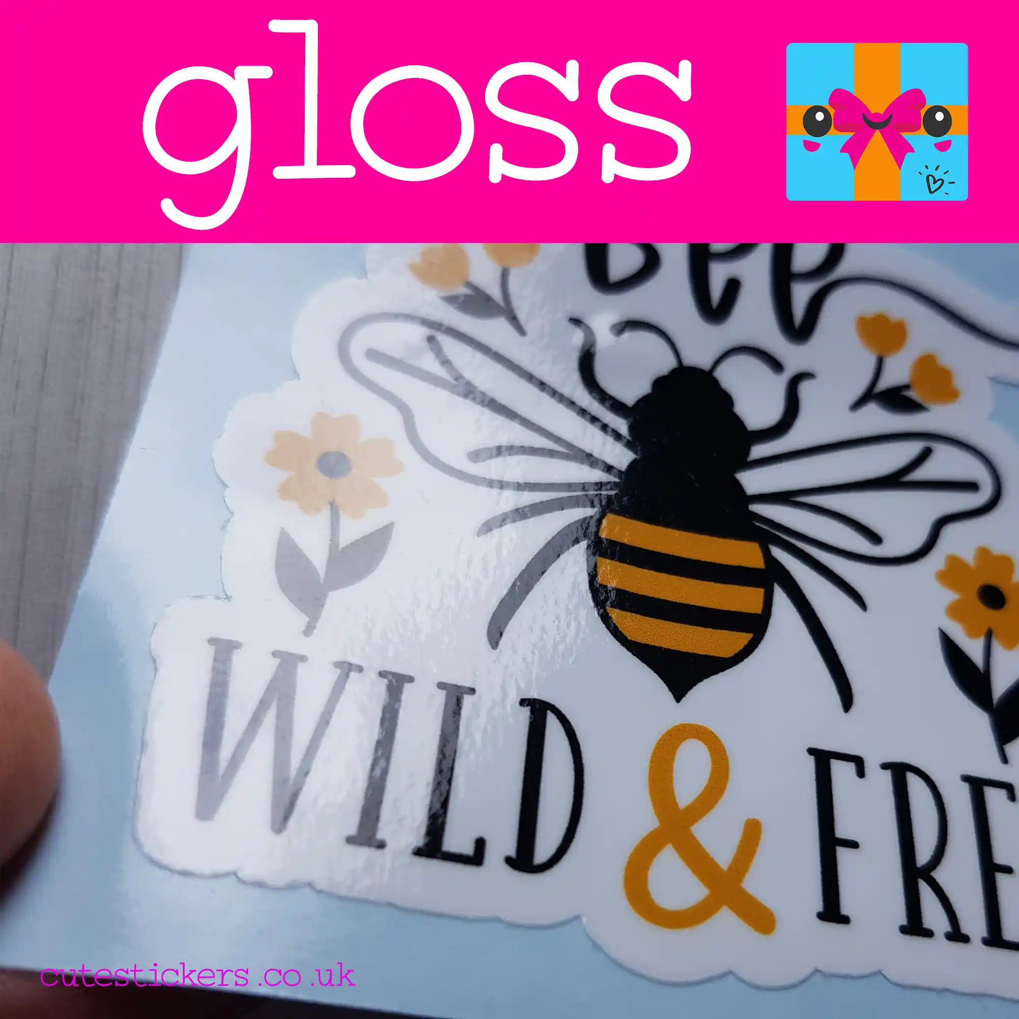 gloss bee wild and free sticker