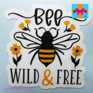 bee wild and free matt sticker