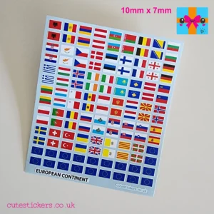 european continent flag stickers 10mm x 7mm