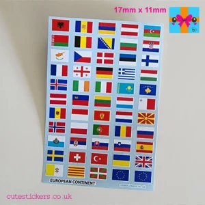 european continent flag stickers 17mm x 11mm