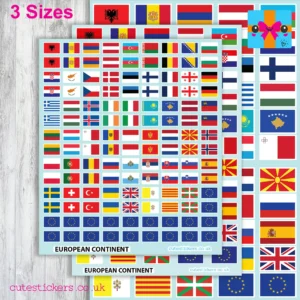 european continent flag stickers 3 sizes