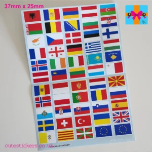 european continent flag stickers 37mm x 25mm