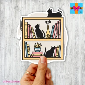 kindle sticker ereader kobo cats on bookcase