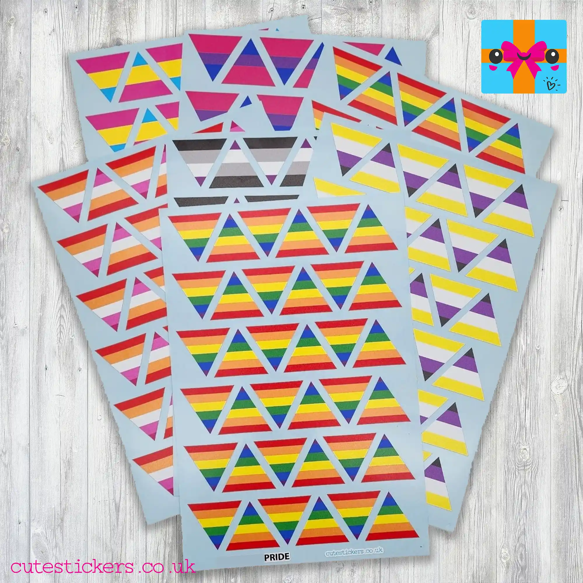 lgbtqia triangle flag stickers