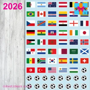 Football Country Flag Stickers 2026