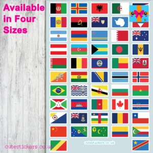256 Country World Flags Stickers 4 Sizes