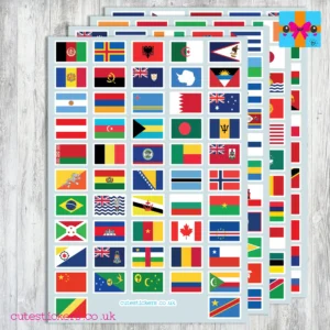 Waterproof World Flags Stickers