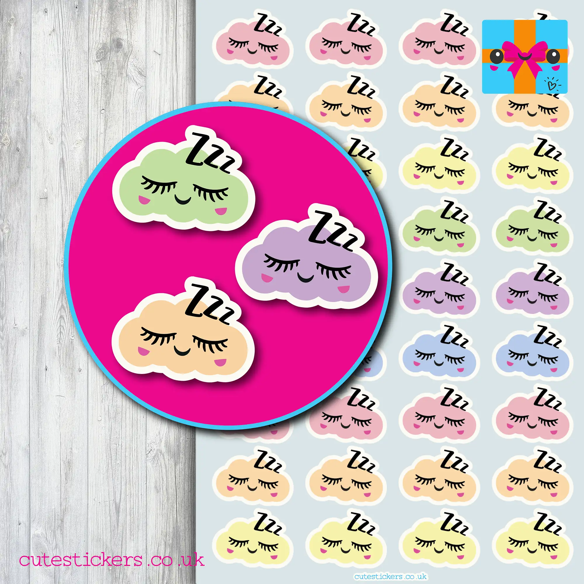 Kawaii Rainbow Cloud Sleep Tracker Planner Stickers