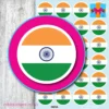 ROUND India Flag Stickers 6 sizes